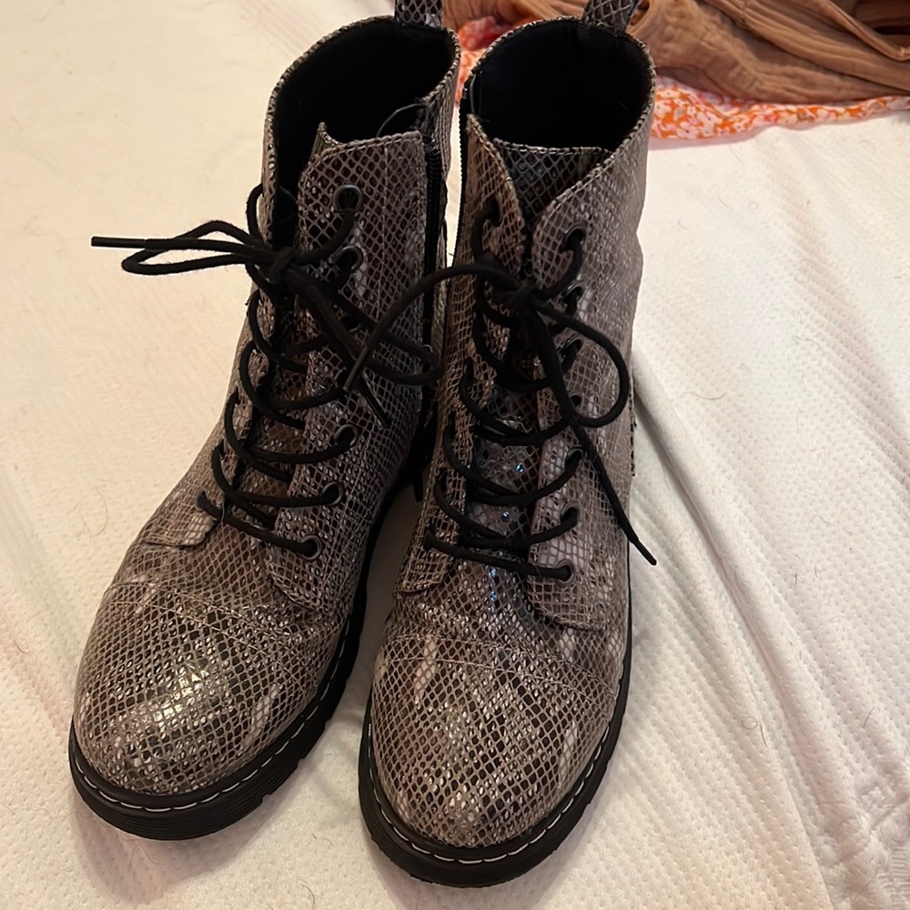 Snakeskin Combat Boots